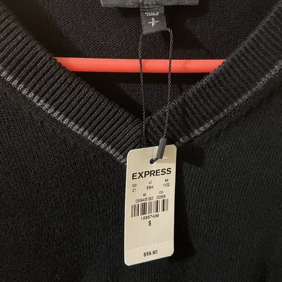 Express Long Sleeve V-Neck Black & Grey Sweater - Picture 2 of 4